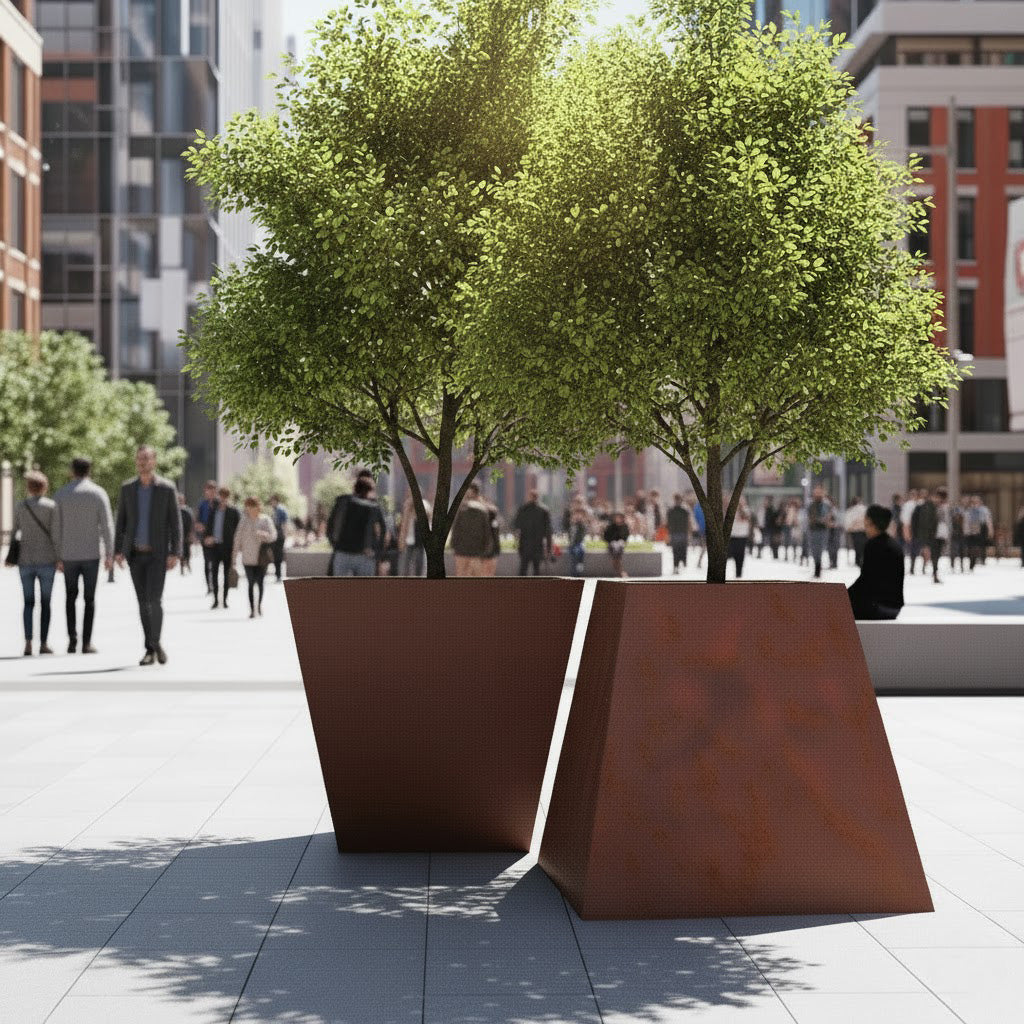 Conjunto de Floreiras Corten: Istred Industrial + Renfri Industrial gi ...